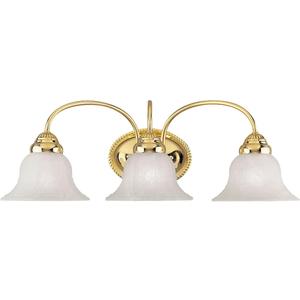 Livex Lighting 1533-02 Edgemont 3 Light Vanity Polished Brass with White Alabaster Glass, 23.5 x 8.75 x 8