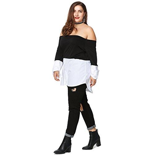 KEBY ZJ Women Shirts and Blouses Off Shoulder Tops Loose Style Plus Size Size M
