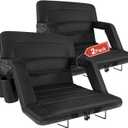 Extra Wide Stadium Seats with Back Support 2 Pack, Bleacher Chairs with Back and Cushion Folding Stadium Chairs, 6 Reclining Positions Waterproof Bleacher Seats (Extra Wide|25" Black)