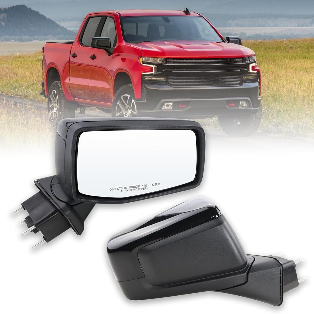 Right Passenger Side Mirror Compatible with 2019-2025 Chevy Silverado 1500 With Power Glass Manual Folding Heated Without Turn signal Replace#GM1321583(7Pins