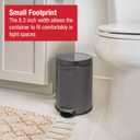 Rubbermaid Stainless Steel Round Step-On Trash Can, 1.6-Gallon, Charcoal, Wastebasket with Lid for Home/Bathroom/Kitchen/Office