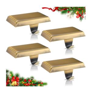 Zhengmy Christmas Stocking Holders for Mantle Weighted Stocking Holder Fireplace Hangers for Xmas Holiday Party Decoration(Stainless Steel,Bronze,2 Pcs)