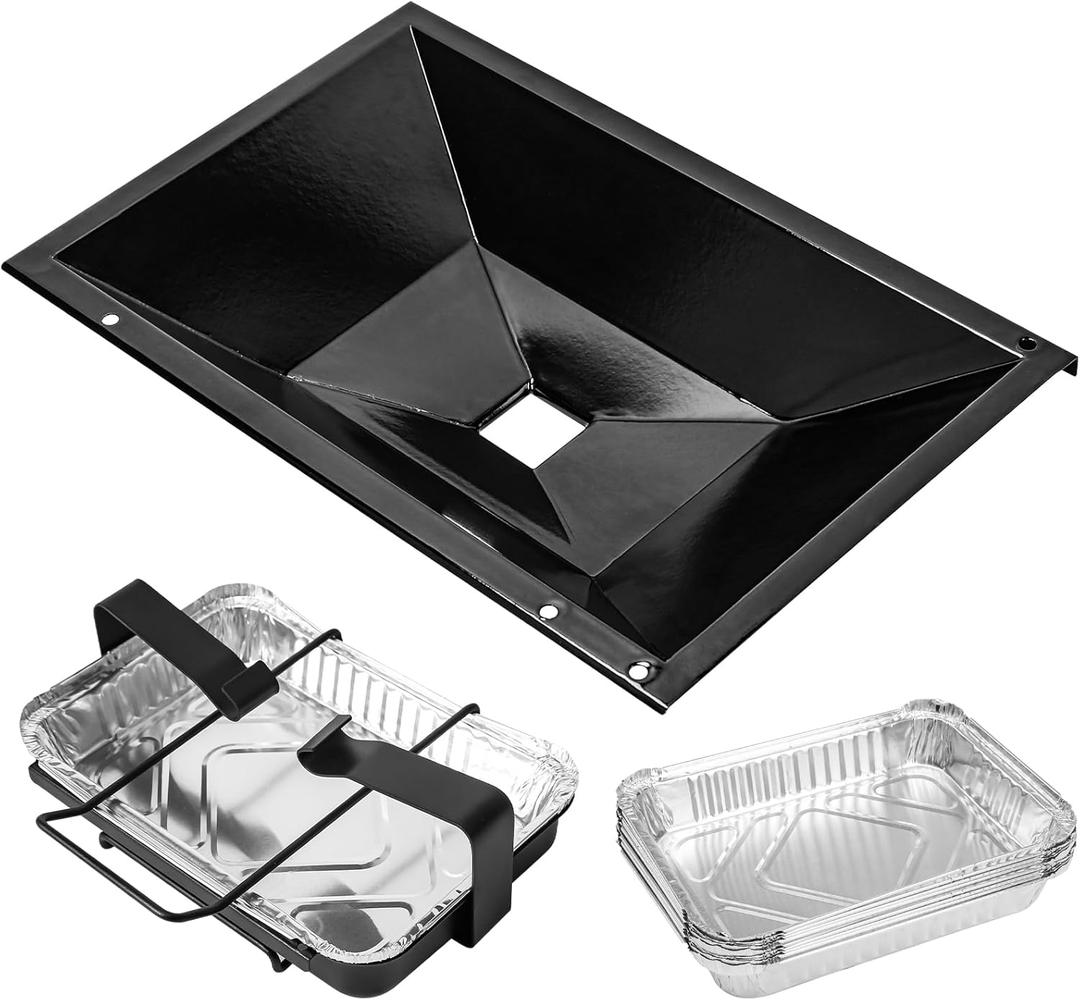 Uniflasy 99250 Grease Tray with Catch Pan for Weber Spirit E-310/E-320/SP-320 Series (2007-2012) Genesis Silver B/C Genesis 1000/2000/3000 Genesis Gold B/C with 10pack Aluminum Liner for Weber 7515