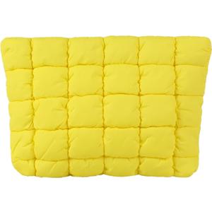 Puffy Quilted Makeup Bag, Cosmetic Bag, Travel Toiletry Organizer Pouch, Clutch for Women (Yellow)