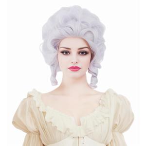 Rugelyss Vintage Short White Silver Curly Beehive Wig Updo Wigs for Women fits Halloween Party or Costume Wig Halloween Cosplay