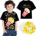 100th Day of School DIY Shirt Kit DIY T-Shirt with Pom Poms Googly Eyes for Kid Art Creative School 100 Days Party (Black-Popcorn)