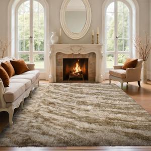 5x7 Feet Area Rugs for Living Room, Zebra Khaki Plush Fluffy Shaggy Bedroom Rugs Non-Slip, Ultra Soft Carpet for Nursery Kids PlayRoom Dorm Office Indoor
