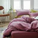 AMWAN Modern Purple Mauve Solid Cotton Duvet Cover with 2 Pillowcases, King Size, Knit Comforter Cover, Luxurious Bedding Set