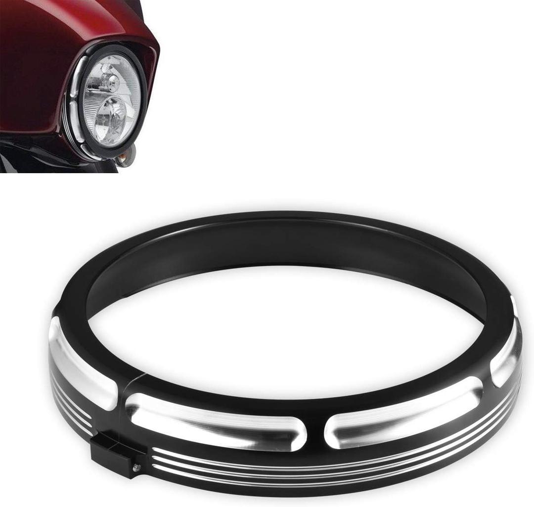 Motorcycle 7" Burst Headlight Headlamp Trim Ring For Harley Touring Street Glide Road King Electra Glide 2006-2018