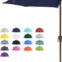 JEAREY 9ft Half Umbrella Outdoor Patio Umbrella Market Umbrellas with Crank, 1/2 Round Wall Umbrella 5 Sturdy Ribs UV Protection for Pool Garden Balcony Deck, Navy