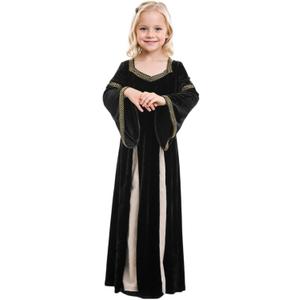 TOONRAIN Princess Costume Medieval Renaissance Dress Girls for Halloween Cosplay (Small, Classic Black)