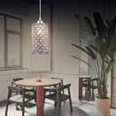 Modern Crystal Pendant Lighting Hanging Pendant Lighting Fixture Adjustable Ceiling Light for Kitchen Dining Room Bedroom Kitchen Island (Silver), 4.7 inches x 16-39.4 inches