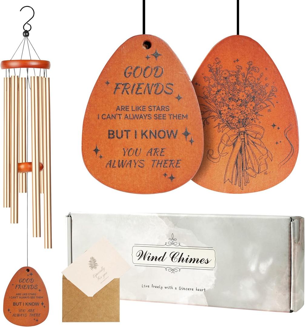 RENAISSANT Friend Gifts for Women, Bestie Gift for Friendship, Best Female Friend Wind Chimes for Outside, Outdoor Windchimes Birthday Friendsgiving Gifts for Friends (Flower)