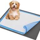 TidyFriend Puppy Pad Holder Tray Fits for 28 x 30 Pee Pads with Corner Lock Holes, Raised Edges, Non-Spill, Easy to Clean Silicone Puppy Potty Tray Holder, for Indoor Floor Protection (Grey) (Gray)