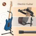 GLEAM Guitar Stand - Adjustable Fit Electric, Classical Guitars and Bass, Load Capacity 20LB, Accessories, Folding Type Black (CG-4)