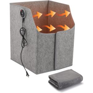 Under Desk Heater with Blanket, Foldable Space Heater with Timer & Thermostat, Electric Foot Warmer for Indoor Use, Quiet & Small Space Foot Warmer for Office & Home, 5-Fold