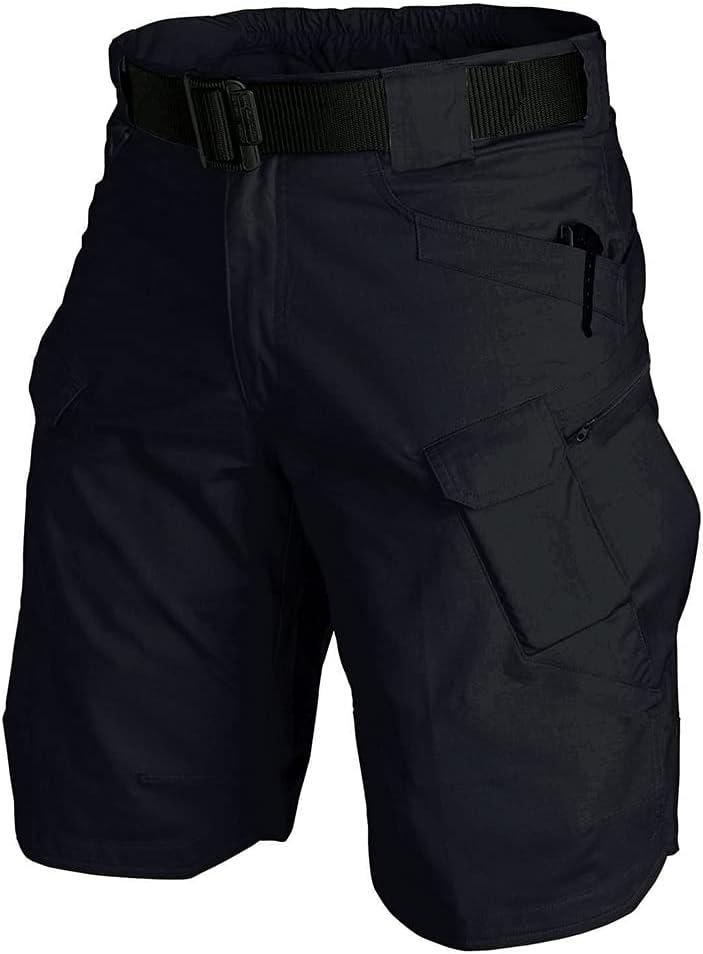 Tactical Work Shorts for Men Outdoor Casual Military Combat Hiking Cargo Shorts with Multi-Pocket (No Belt) (38, Zsdk01 Black)