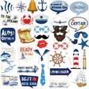 36 Pieces Nautical Photo Booth Props, Sailor Birthday Party Supplies, Cruise Anchor Sailboat Yacht Photography Props for Party Decorations
