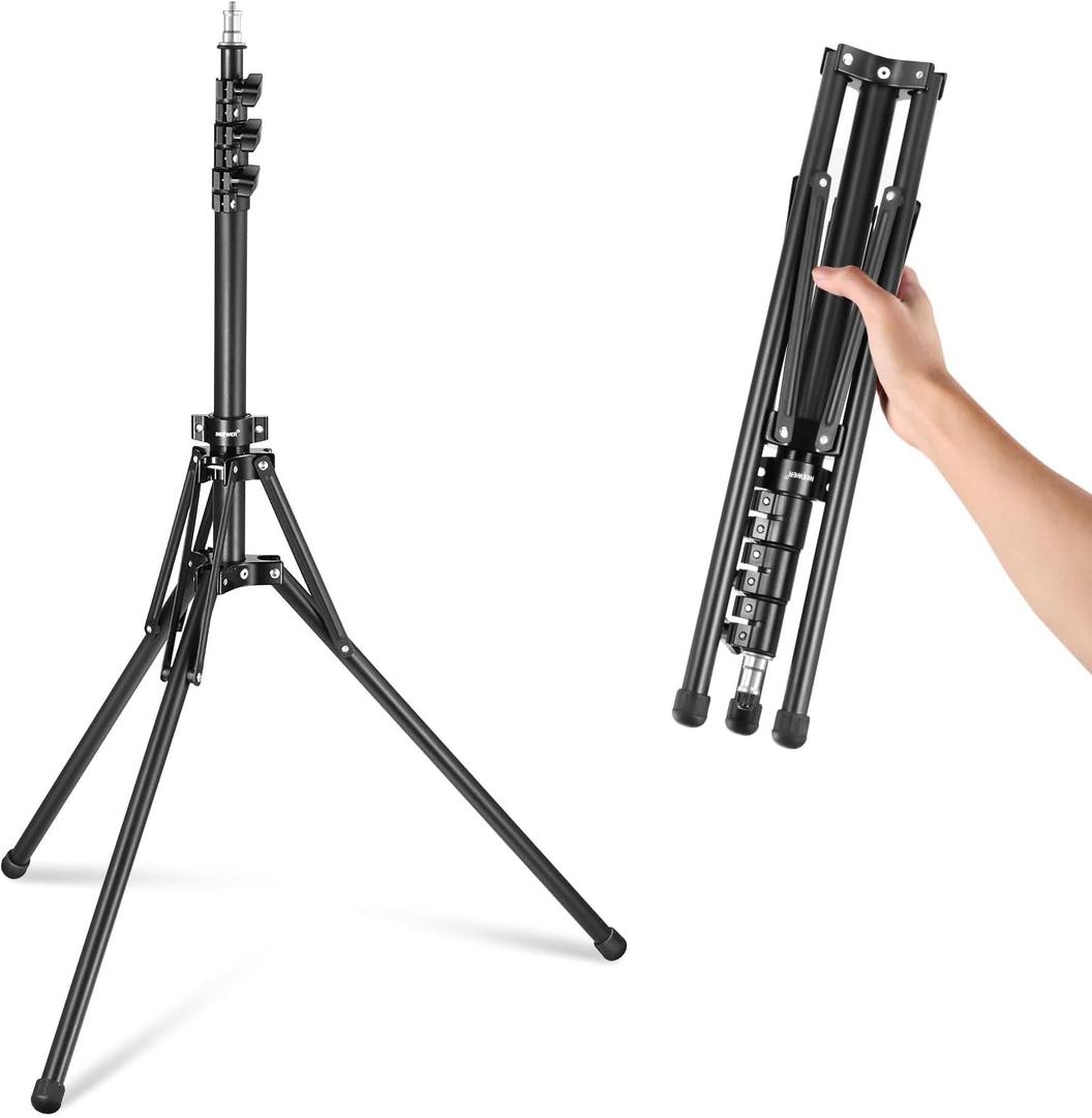 NEEWER Light Stand All Metal with 180 Reversible Legs, 70"/178cm Portable Travel Tripod Stand 1/4" Screw & 5/8" Stud for Indoor Outdoor Photography Speedlite Strobe Ring Light Softbox, ST178R, Black