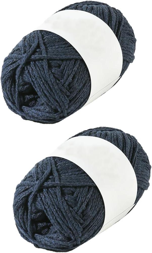 200g Crochet Bag Cord Hollow Cotton Thread Braided Macrame Cord DIY Knit Hat Beach Bag Material (Navy Blue)