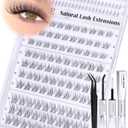 ALICE Short Lash Clusters Kit 8mm-10mm-12mm Natural Clear Band Cluster Eyelash Extension Kit Wispy Eyelash Clusters Kit with Bottom Lashes Bond and Seal DIY at Home