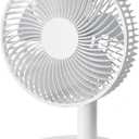 Aidek Oscillating Table Fan for Home & Office | Quiet Mini Fan with 4 Speed Modes & Timer | Portable Desk Fan with Strong Airflow, 90 Tilt, Easy to Clean  White