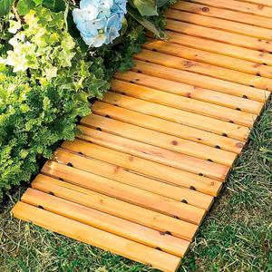 Plow & Hearth 8' Straight Outdoor Wooden Pathway | 17" Wide Rollout Outdoor Garden Walkway | Weather-Resistant Hardwood Cedar Board Walkway Landscape Edging | Decorative Lawn Patio Wedding Party