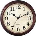 Wall Clock, 9 Inch Silent Non Ticking Classic Battery Operated Clocks, Decorative for Living Room, Bedrooms, Bathroom, Kitchen Office (Bronze)