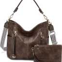 Chase Chic Hobo Bag for Women, PU Ladies Purse Handbags Trendy Crossbody Shoulder Bucket Bag for Work,Travel (Coffee)