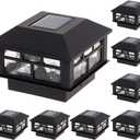 GreenLighting Modern Solar Post Cap Lights Fits 4x4 Wood, 4x4 & 5x5 PCV/Vinyl Outdoor Solar Powered Light, Fence Post, Landscaping, Deck, Garden- Bright LED, Waterproof Black 8 Pack