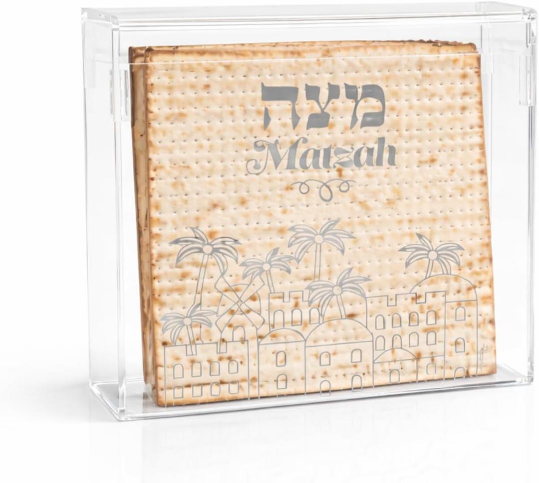 Rite Lite Passover Acrylic Flip Top Matzah Box Decor For Pesach/ Pesach Seder (1 Pack)