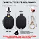 2 x Leather Keys Sleeve for Broken Car Key Loop Replacement - Cute Keychain Cover - Protector, Holder for Men & Women (Extra Large-black01)