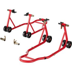 SPECSTAR Motorcycle Stands, 882 Lbs Capacity Front Rear Wheels Lift Combo with U+L Adjustable Swingarm Spool, Heavy Duty Paddock Stands fit for BMW Suzuki Yamaha Honda Kawasaki, Red