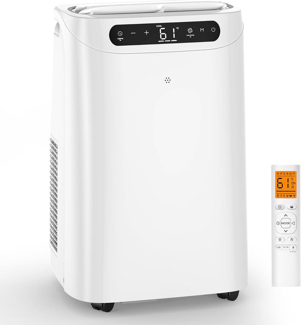 12000 BTU Portable Air Conditioners for Room Cooling up to 500 Sq. Ft, 3-IN-1 Quiet Portable AC Unit with Dehumidifier Fan, Remote Control, Smart Sleep Mode, 24H Timer, Windows Kit Included