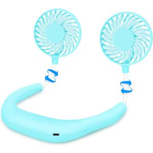 Portable Neck Fan Rechargeable USB Hands-Free Fan Personal 360° Double Headed Free Rotation 3 Speed Adjustable Wearable Face Mini Small Fan Perfect for Working, Office, Reading, Traveling