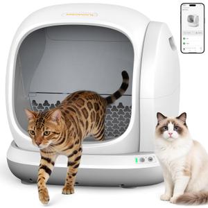 Meowant Automatic Self Cleaning Cat Litter Box with APP Control, Odor Free, Cat-Safe Anti-Stuck Technology, Larger Space & Low Entry for Multiple Cats, Kittens & Senior Pets