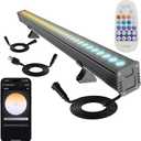 Linkable LED Wall Washer Light Dimmable 1-100% Via APP Control, 72W 2700-6500k 6CCT Linear Flood Light Bar with RF Remote, 120V Waterproof Landscaping Spotlights Outdoor