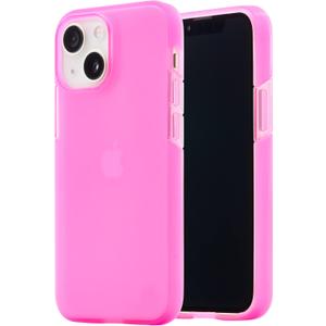 BodyGuardz Solitude Minimalist Phone Case for The iPhone 13 Mini, No-Slip Grip, Shockproof, 5G, MagSafe and Qi Charging, 8 Foot Drop Protection - Neon Pink