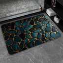 Diatomaceous Earth Bath Mat,Blue and Gold Stones Non-Slip Volume Super Absorbent Fast Drying for Bathroom Kitchen mat,Eco-Friendly Easy to Clean 2031Inch (50 * 80cm)