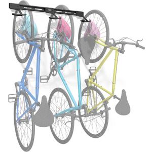 Koova Wall Mount Bike Rack | Steel Bike Mount | Adjustable Hangers | Easy Mount | USA Made, Black, 3 Bike Rack