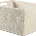 CURVER Jute Basket 100% Recycled Plastic Rectangular, White, L: 20 L