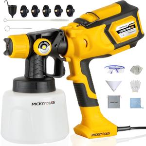 1000W HVLP Paint Sprayer High-Efficiency Electric Spray Gun with 6 Nozzles,Variable Patterns & Adjustable Flow, 47oz (1400ml) Detachable Container,Easy to Clean for Home Improvement Projects Yellow