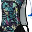 Lightweight Hydration Backpack, Running Backpack with 2L Water Bladder, Hydro Water Daypack for Cycling Hiking Rave for Men Women (Blue Print2)