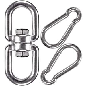 Swing Swivel, Heavy Duty 304 Stainless Steel Double Ended Hanging Eye Hook Hanger with Snap Hooks for Heavy Bag, Gym Equipment, Aerial Yoga, Hammock Chair, Outdoor Playground Swing Set