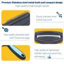 2-Sided Dematting & Deshedding Comb for Pets, Larger Size - 2 Types of Stainless Steel Brush Heads, Ergonomic Handle