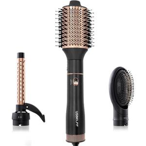 Hair Blow Dryer Brush Hot-Air - Blow Dryer Brush Fast Drying, Volumizing, Straightening, Slightly Waving, Curling Hot Air Brush for Long Hair (2.8“ Brush, 3/ 4" Curling Iron, Massage Hairbrush)