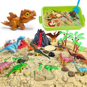 Dinosaur Sensory Bin,Dinosaur Toys for Toddler Boys and Girls,Include Glow in The Dark Dinosaur,Easy Storage Sensory Toys