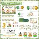 Young Wild and Three Birthday Decorations for Boys Girls, 157 Pcs Jungle Safari Theme Party supplies for Baby - Young Wild & Three Backdrop, Cake, Cupcake Toppers, Cupcakes Wrappers, Balloons,