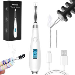 Thread Burner, USB Rechargeable Thread Zapper with LCD Display, Burn and Melt Easily, Cautery Pen for Beading, Weaving, Sewing, Leather & Jewelry Making