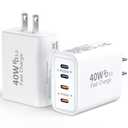 USB C Wall Fast Charger Block, 40W 4-Port Type C Charger Fast Charging Blocks PD Power Charger Adapter+QC 3.0 USB C Multiport Charger Brick for Phone 16/15/14/13/12 Pro Max, Pad, Galaxy S24/23